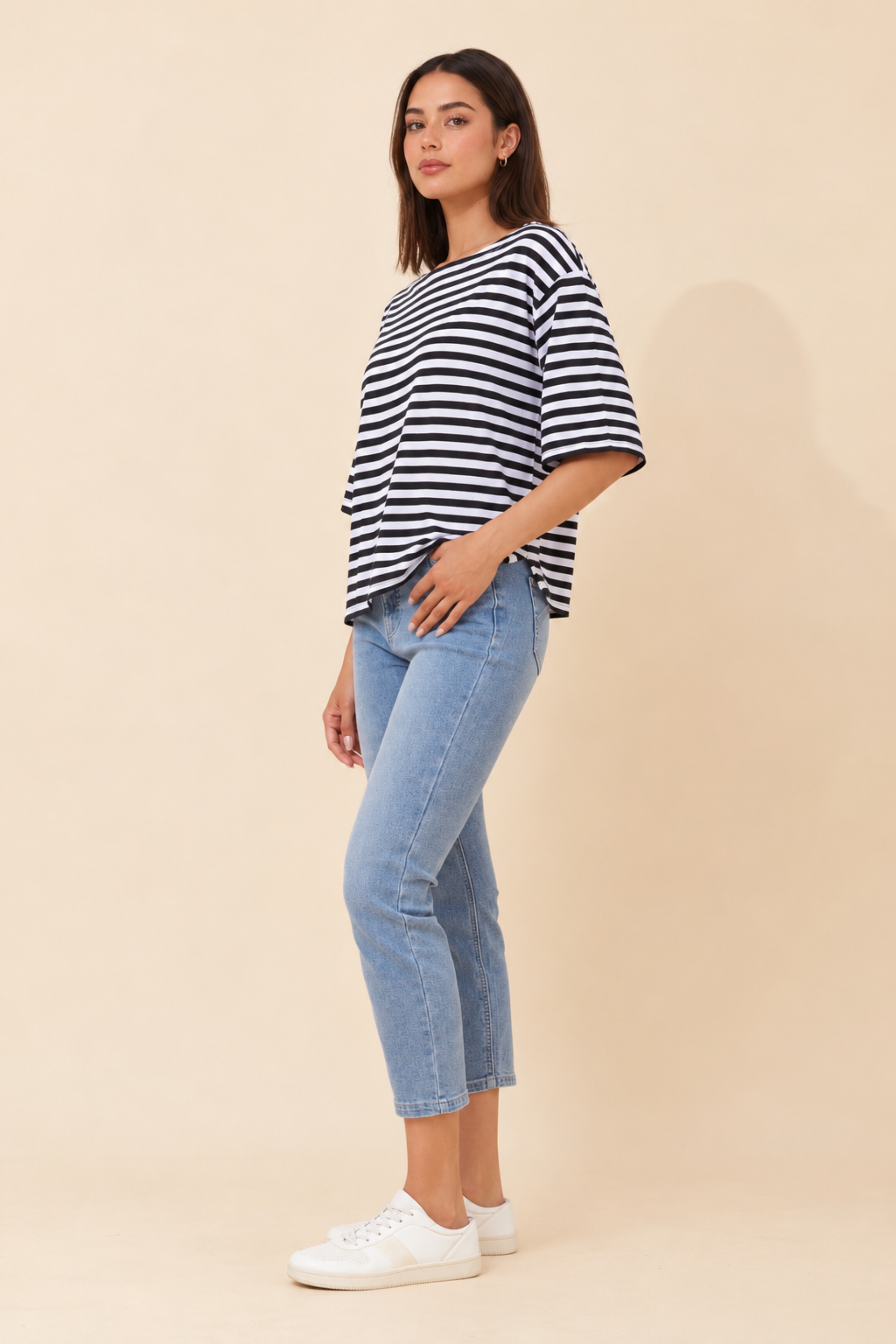 HARLETH STRIPE PRINT T-SHIRT