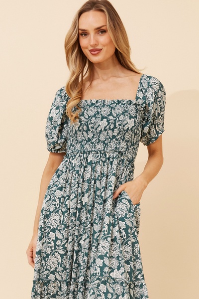 HASINA FLORAL MIDI DRESS