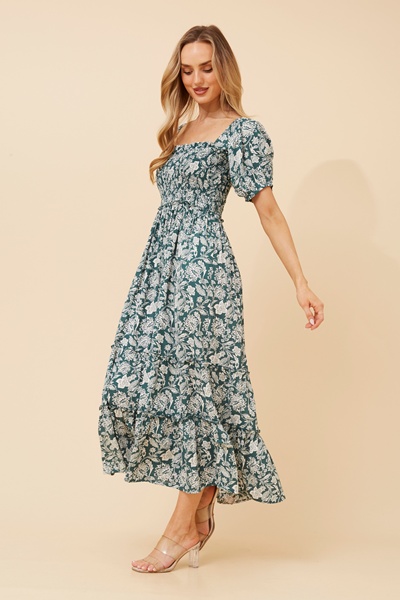 HASINA FLORAL MIDI DRESS