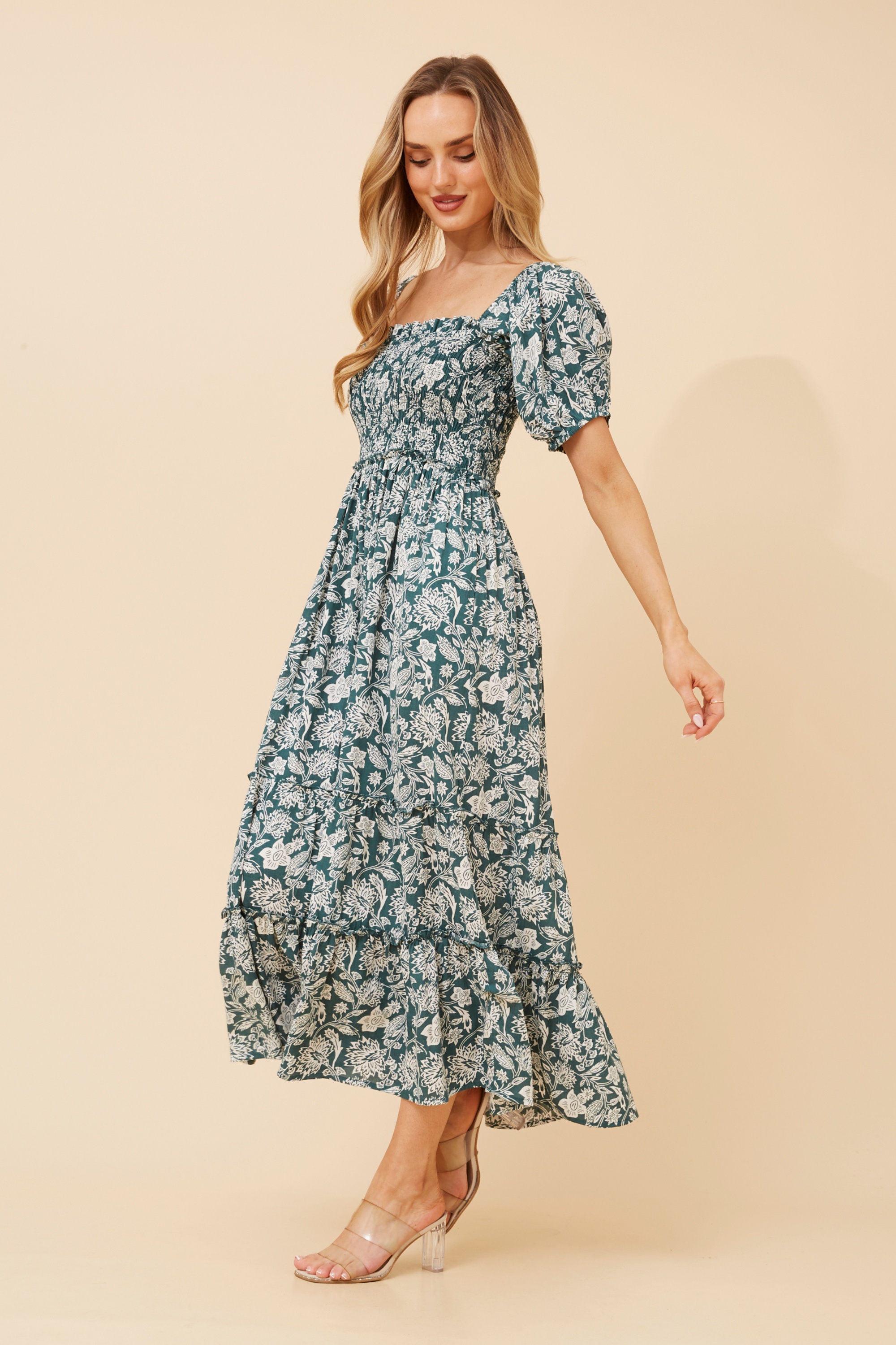 HASINA FLORAL MIDI DRESS