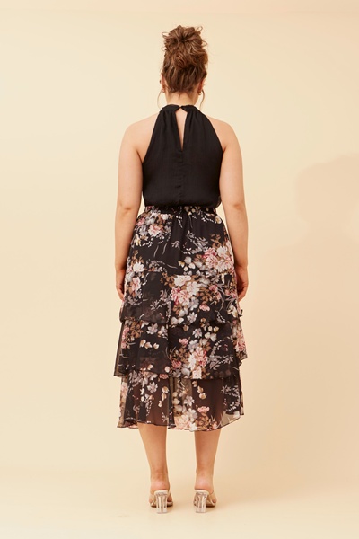 HAZEL TIERED MIDI SKIRT