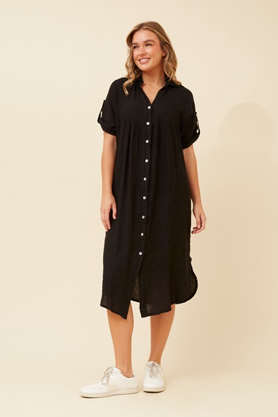 HAZELINA LINEN SHIRT DRESS