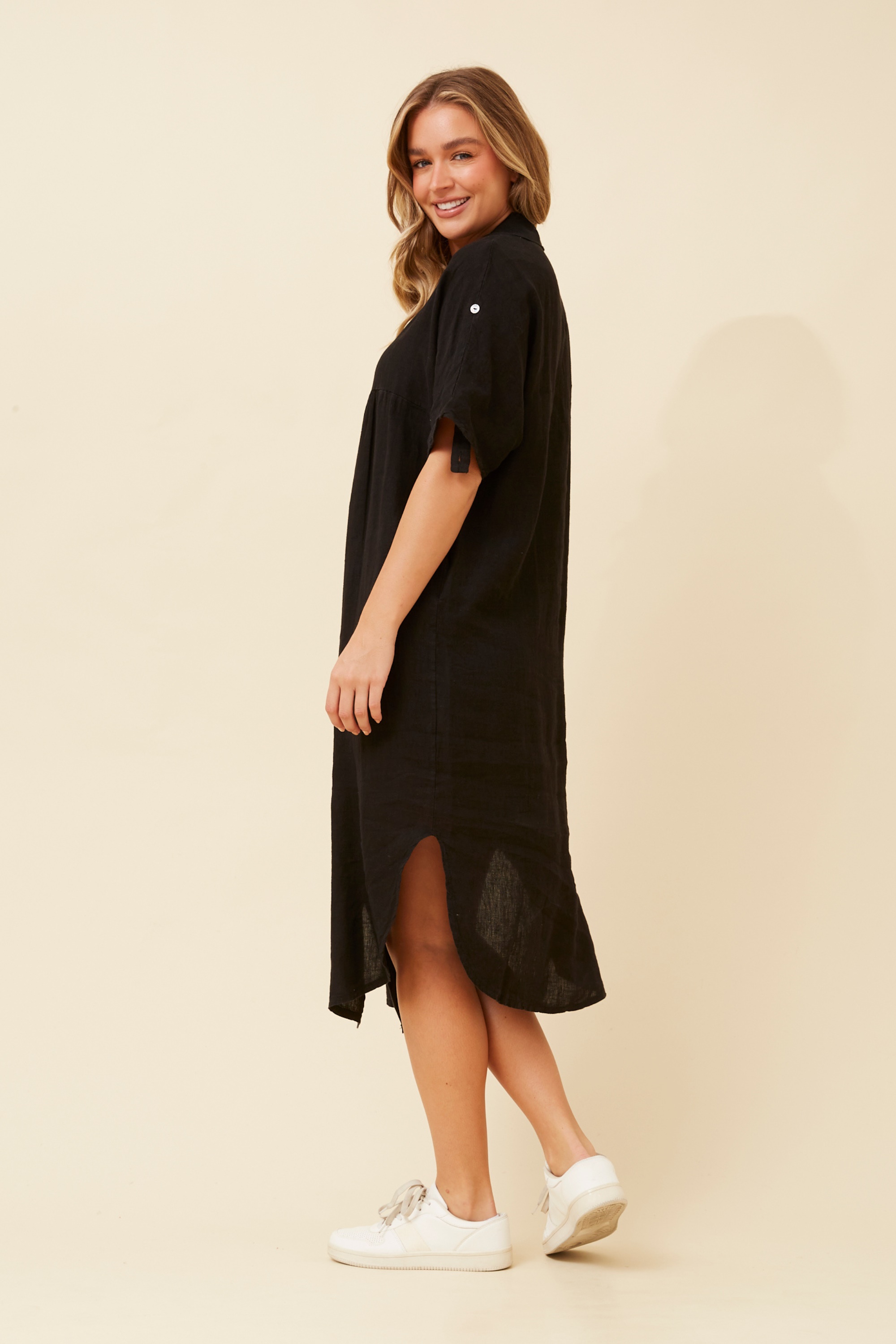 HAZELINA LINEN SHIRT DRESS