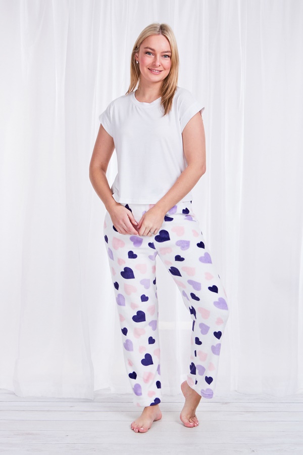HEART PRINT PLUSH PYJAMA PANTS | FEMME 