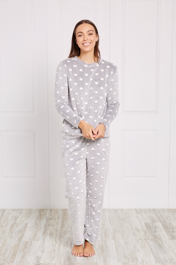 HEART PRINT PLUSH PYJAMA SET HEART PRINT PLUSH PYJAMA SET