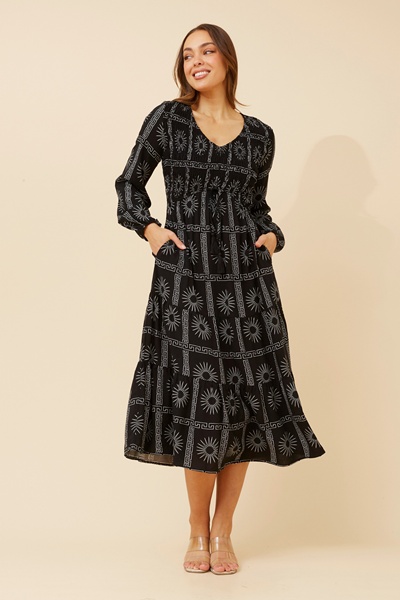 HEDLEY TIERED MIDI DRESS