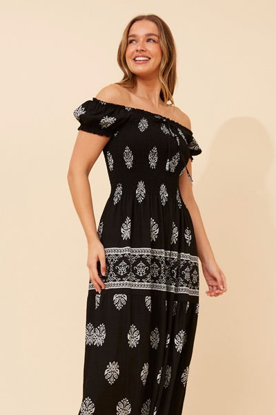 HELINA BORDER PRINT MAXI DRESS
