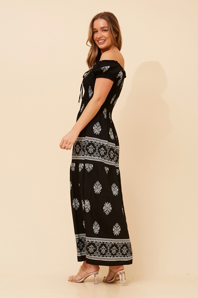 HELINA BORDER PRINT MAXI DRESS