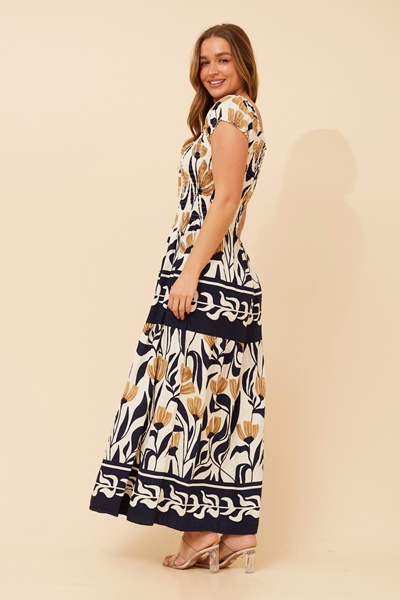HELINA BORDER PRINT MAXI DRESS