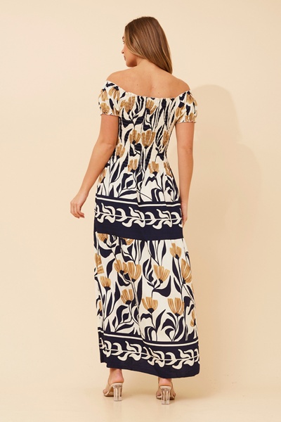 HELINA BORDER PRINT MAXI DRESS