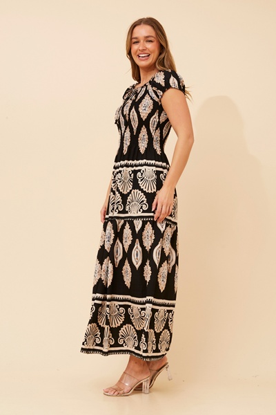 HELINA BORDER PRINT MAXI DRESS