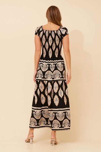 HELINA BORDER PRINT MAXI DRESS