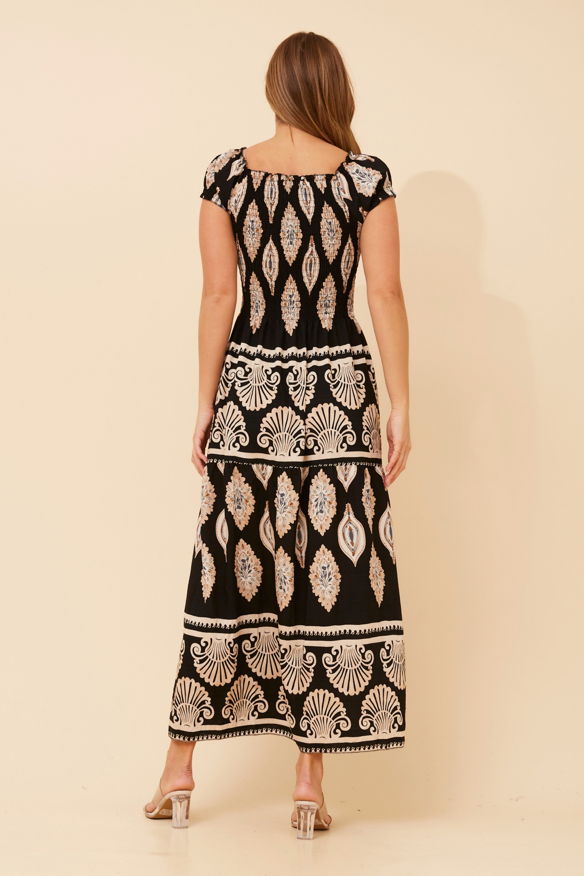 HELINA BORDER PRINT MAXI DRESS