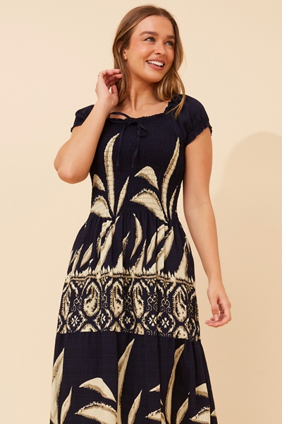 HELINA BORDER PRINT MAXI DRESS