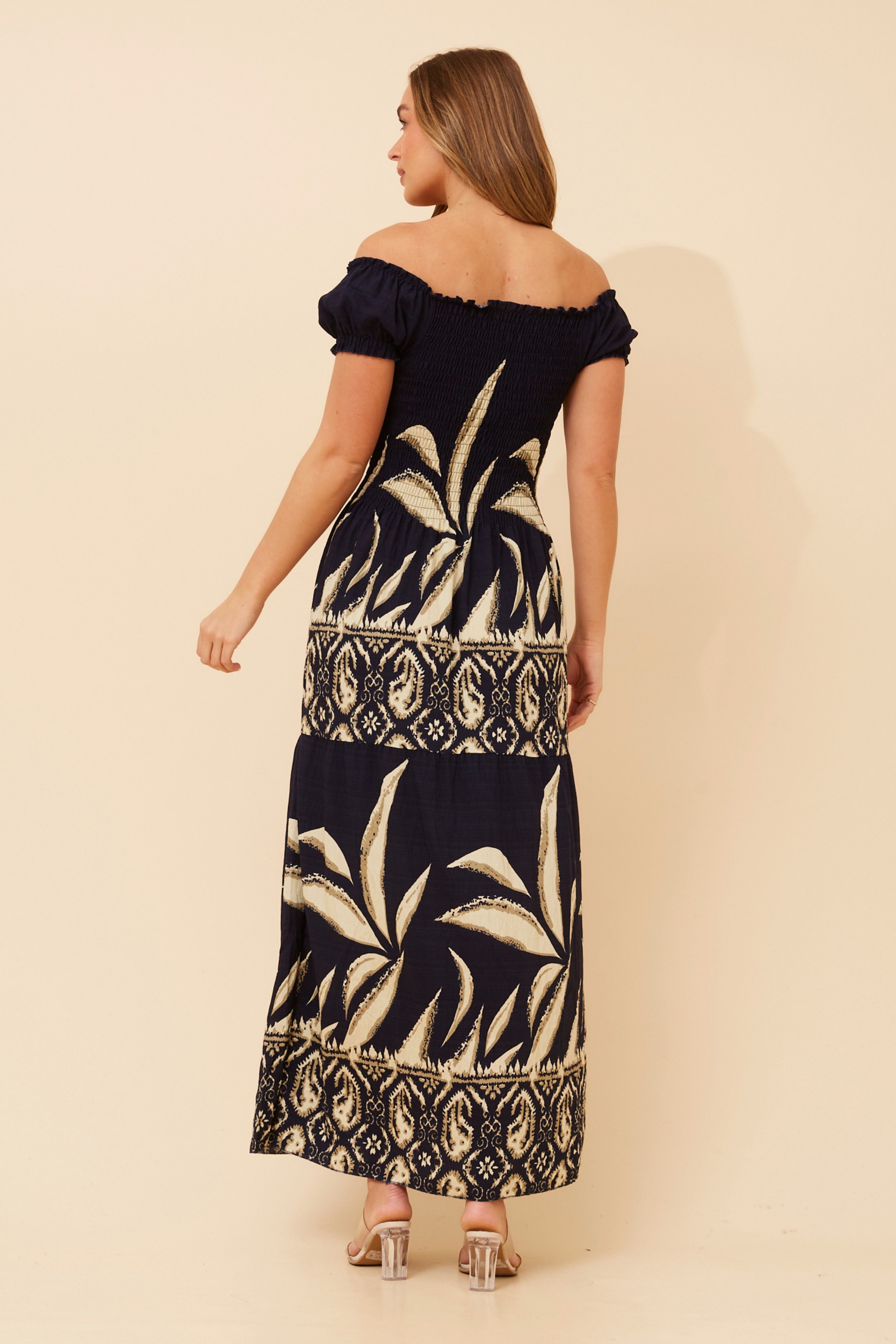 HELINA BORDER PRINT MAXI DRESS