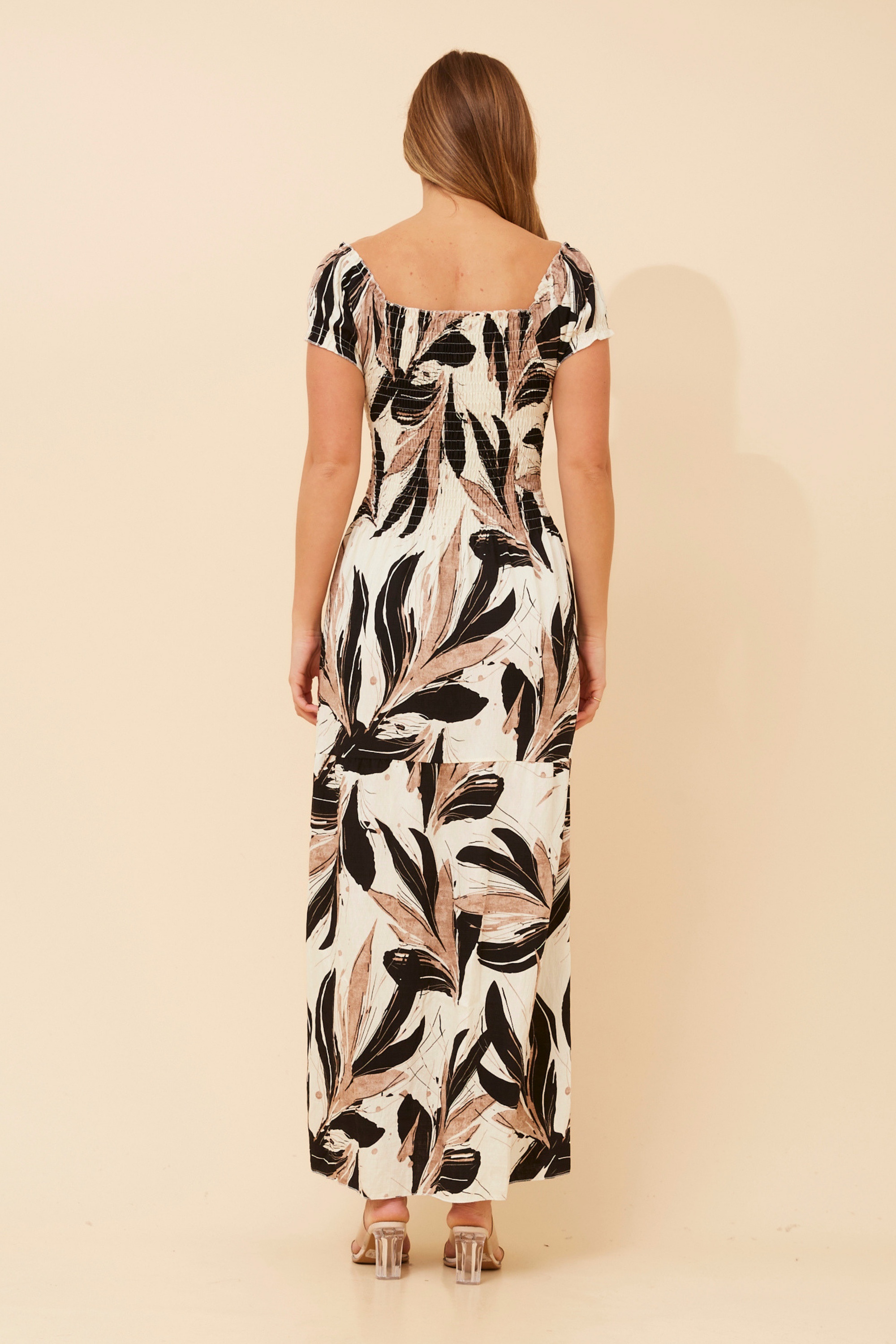 HELINA LEAF PRINT MAXI DRESS