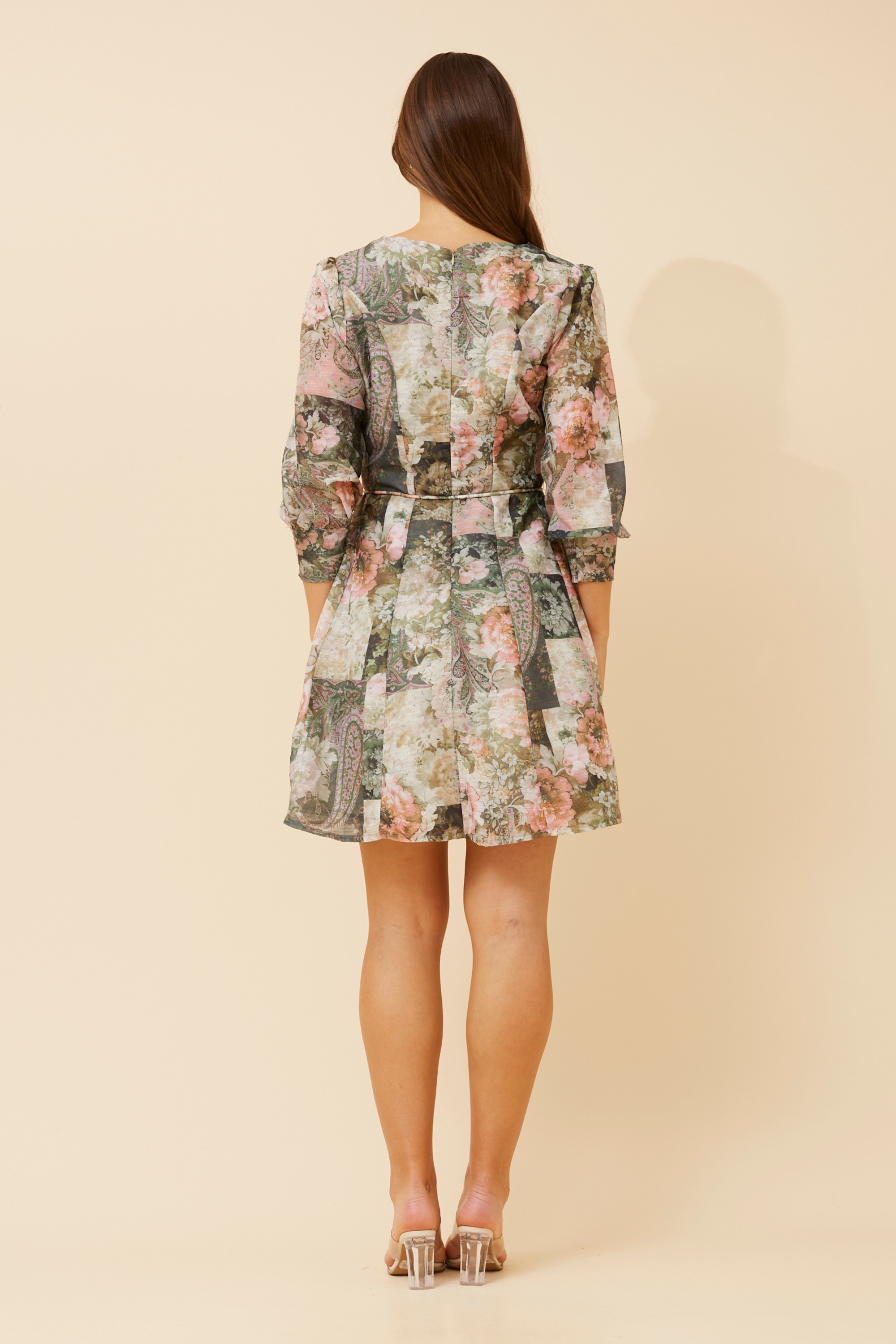 HEMSLEY PATCHWORK PRINT DRESS