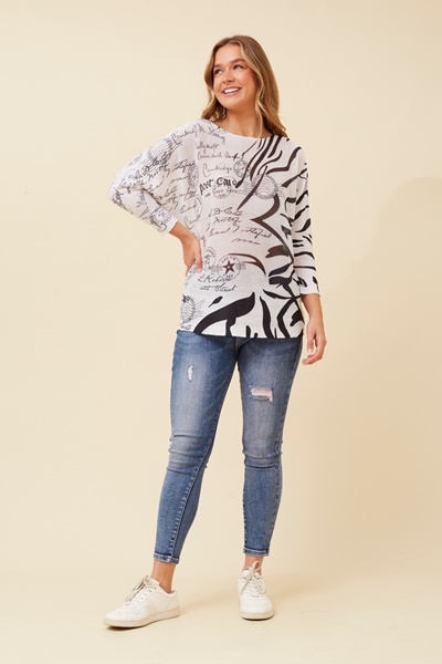 HENRI ABSTRACT PRINT KNIT PULLOVER