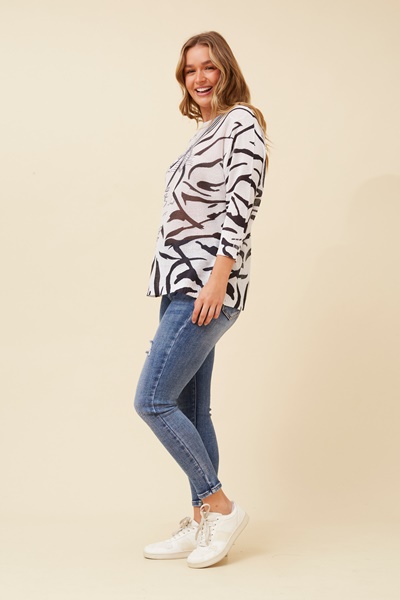 HENRI ABSTRACT PRINT KNIT PULLOVER