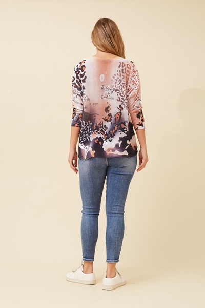 HENRI ANIMAL PRINT KNIT PULLOVER