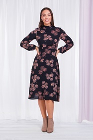 High neck dandelion print dress