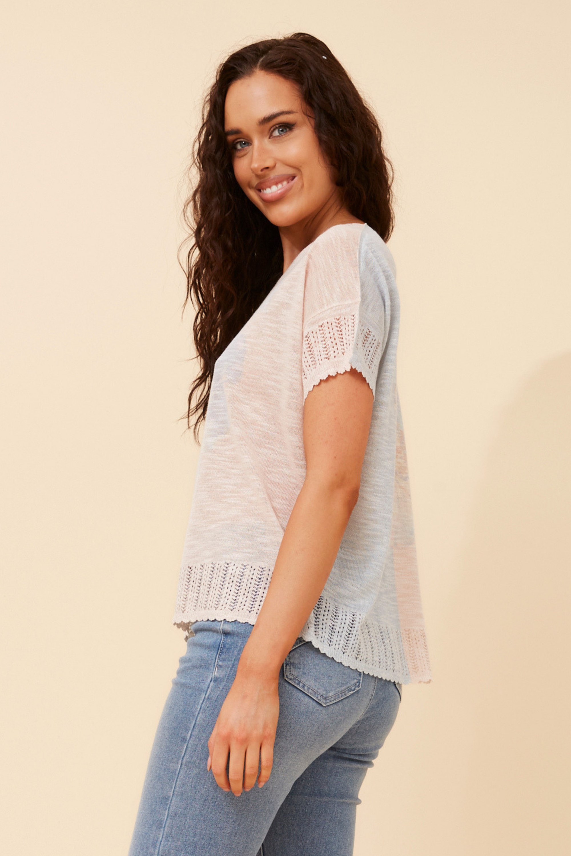 HIRA POINTELLE KNIT PULLOVER