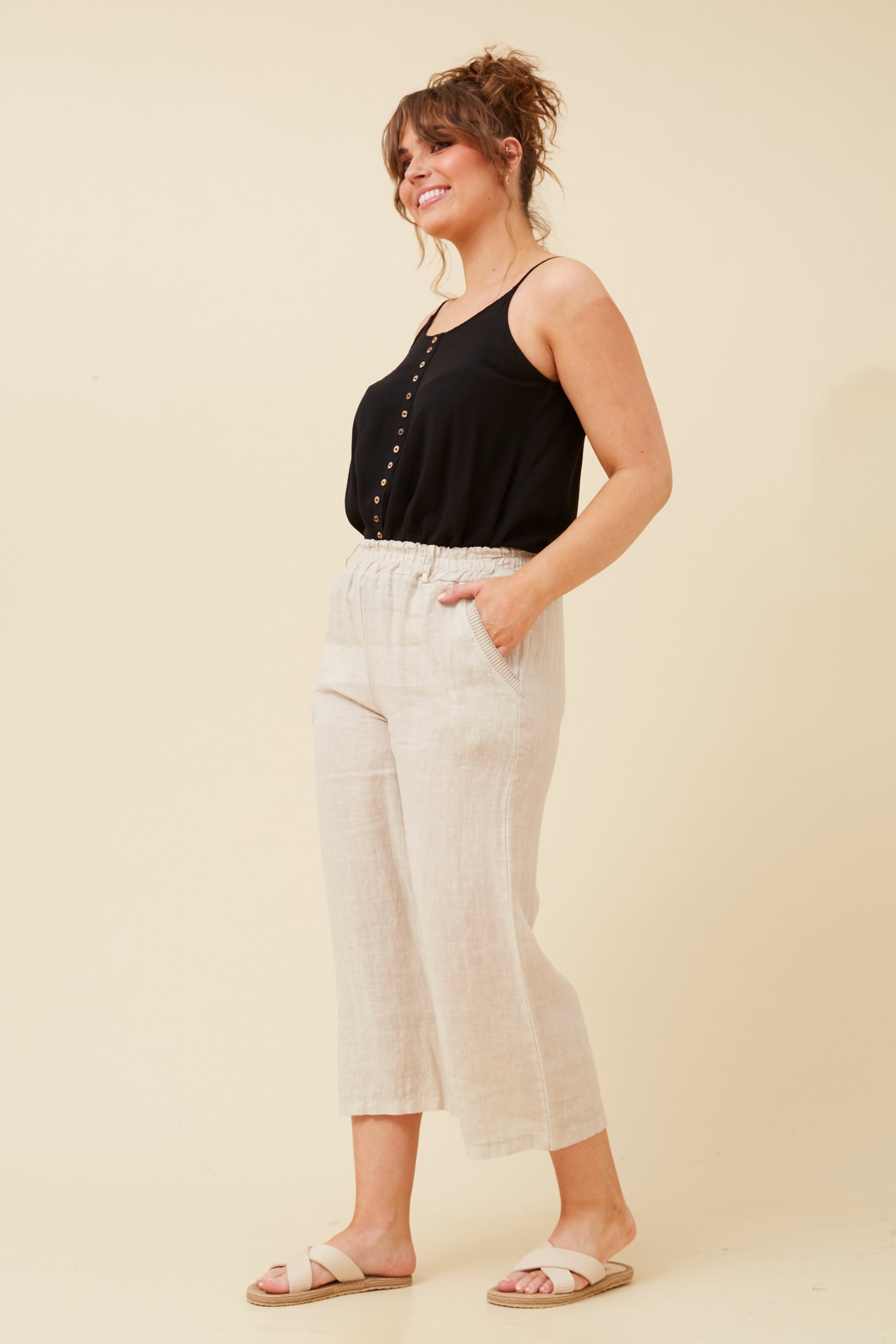 HOLLAND LINEN CULOTTE PANTS