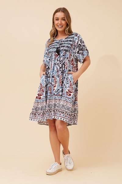 HONDA BORDER PRINT DRESS