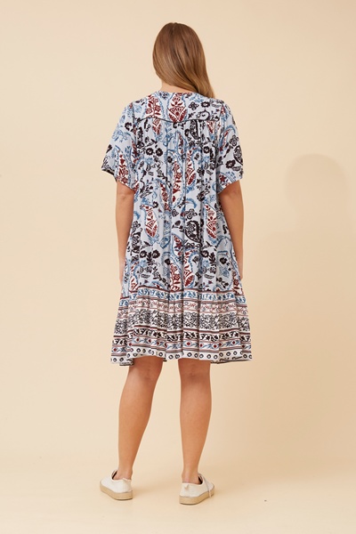 HONDA BORDER PRINT DRESS