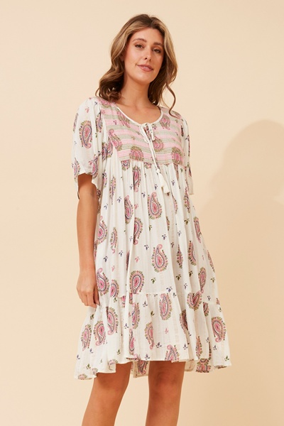 HONDA PAISLEY PRINT BOHO DRESS