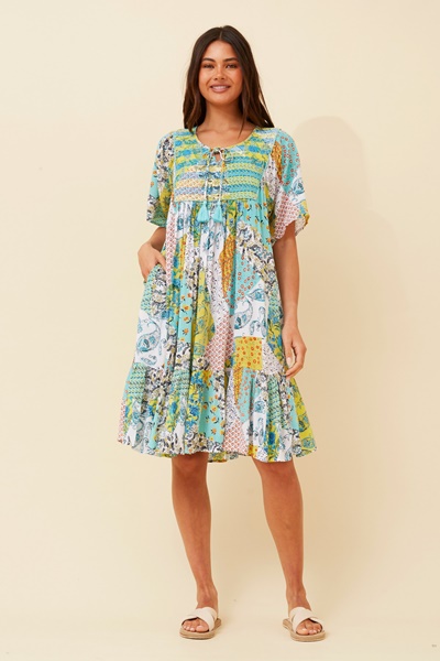 HONDA PATCHWORK PRINT DRESS