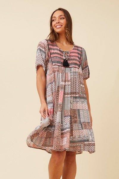 HONDA PATCHWORK PRINT DRESS