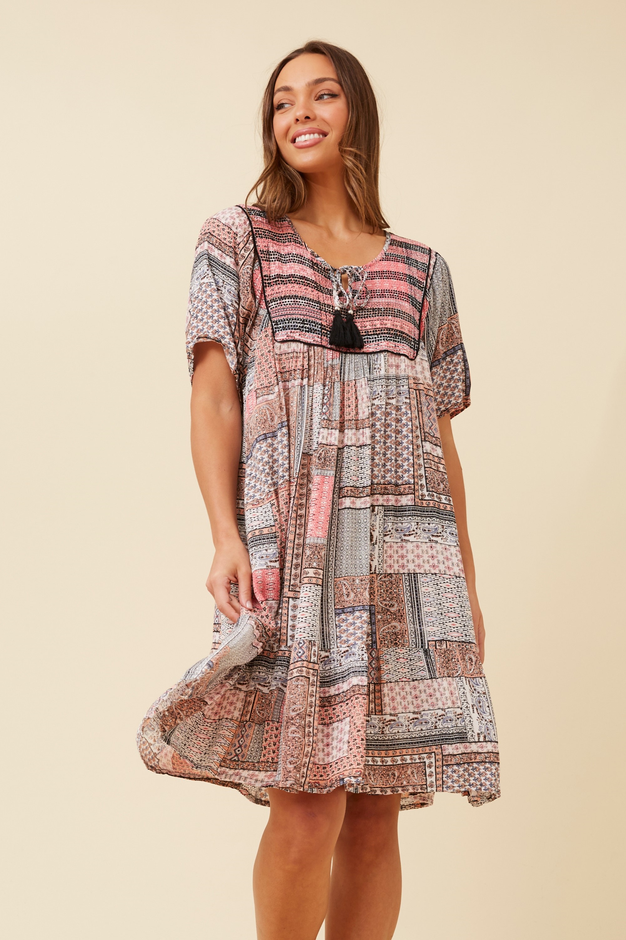 HONDA PATCHWORK PRINT DRESS