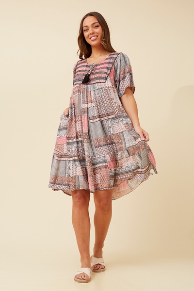 HONDA PATCHWORK PRINT DRESS