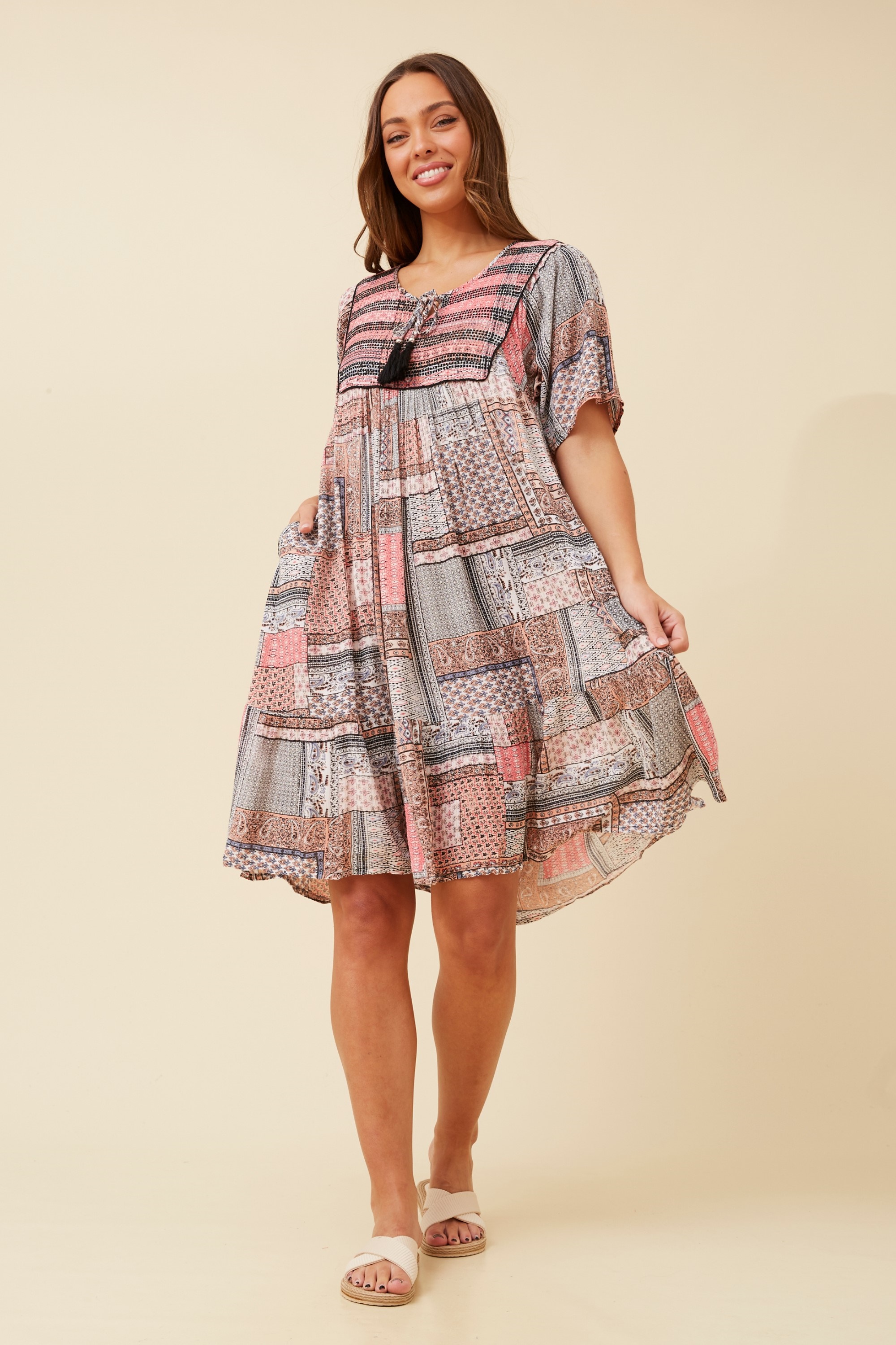 HONDA PATCHWORK PRINT DRESS