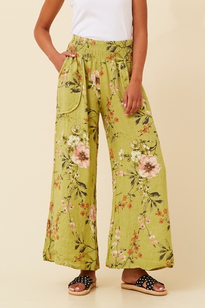 HONORA FLORAL LINEN PANTS