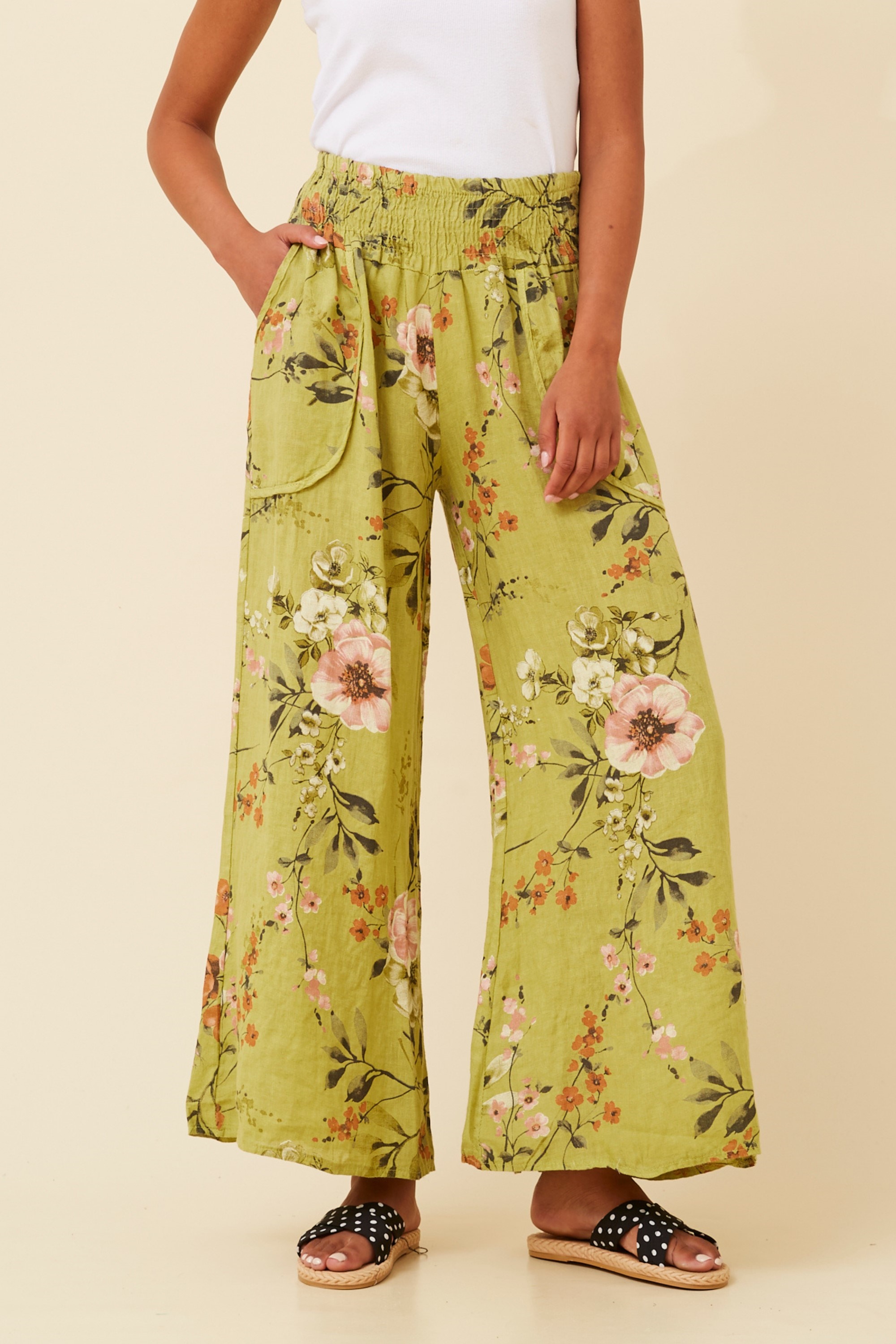 HONORA FLORAL LINEN PANTS