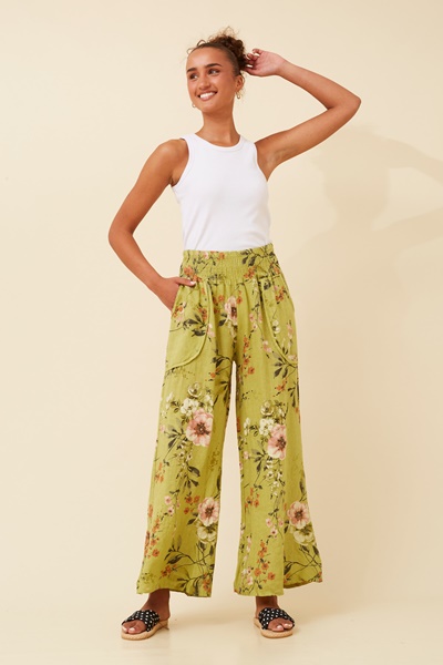 HONORA FLORAL LINEN PANTS