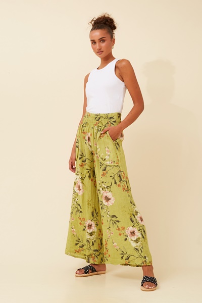 HONORA FLORAL LINEN PANTS