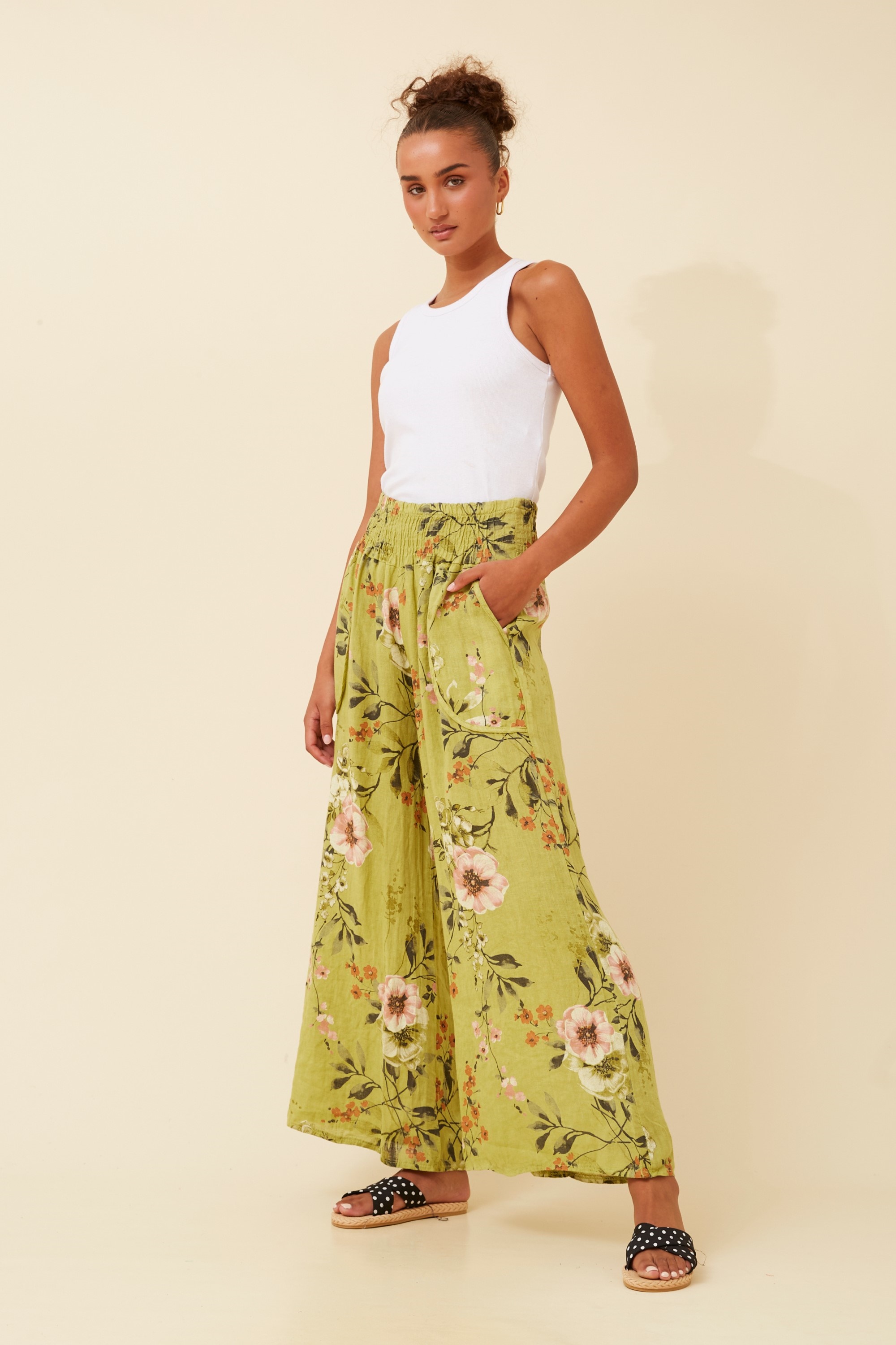 HONORA FLORAL LINEN PANTS