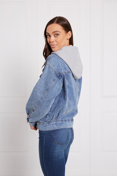 HOODED DENIM JACKET | FEMME Connection