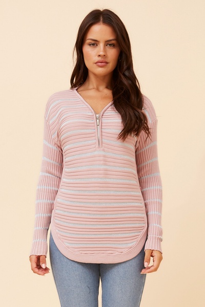 HOPE STRIPE PRINT KNIT PULLOVER