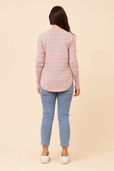 HOPE STRIPE PRINT KNIT PULLOVER