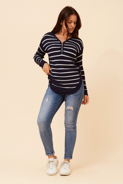 HOPE STRIPE PRINT KNIT PULLOVER