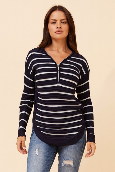 HOPE STRIPE PRINT KNIT PULLOVER