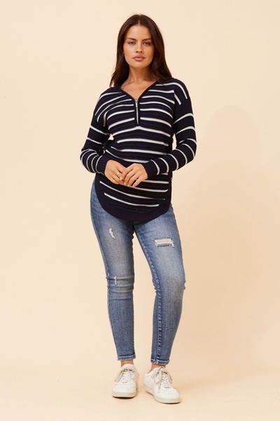 HOPE STRIPE PRINT KNIT PULLOVER