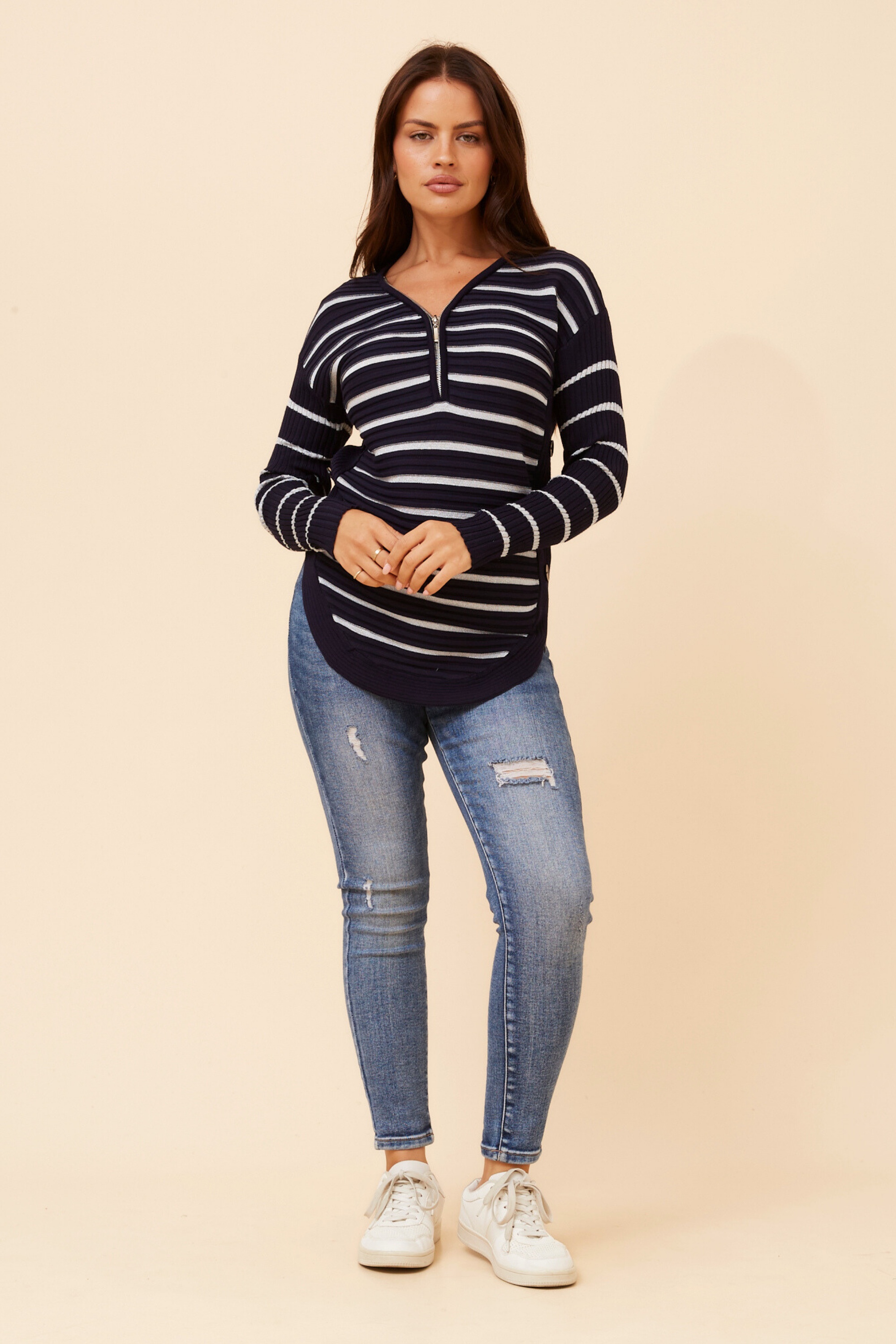 HOPE STRIPE PRINT KNIT PULLOVER