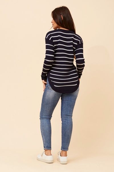 HOPE STRIPE PRINT KNIT PULLOVER