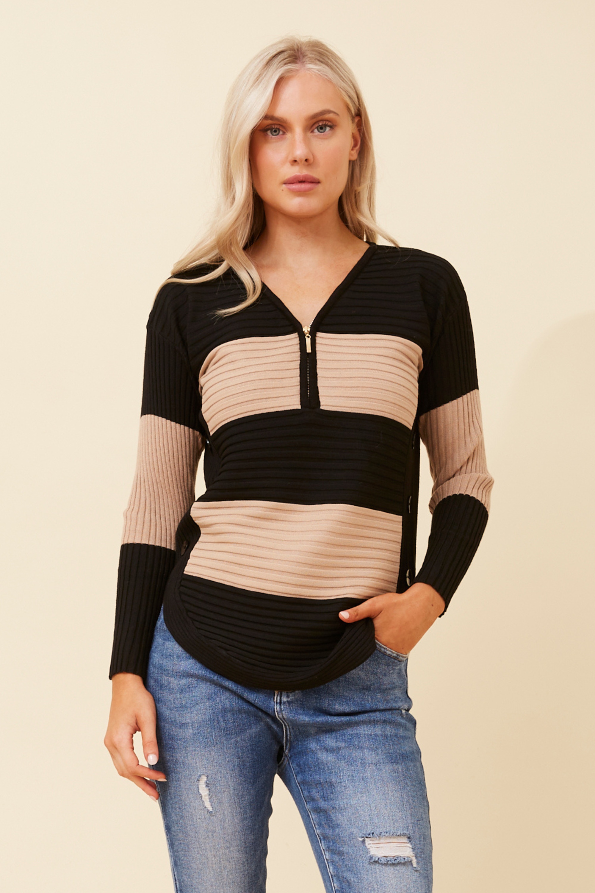 HOPE STRIPE PRINT KNIT PULLOVER