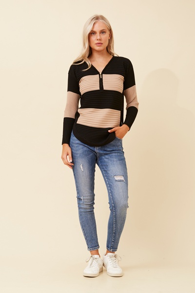 HOPE STRIPE PRINT KNIT PULLOVER